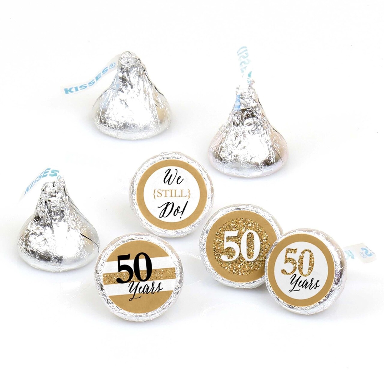 Big Dot of Happiness We Still Do - 50th Wedding Anniversary - Party Round Candy Sticker Favors - Labels Fits Chocolate Candy (1 sheet of 108)